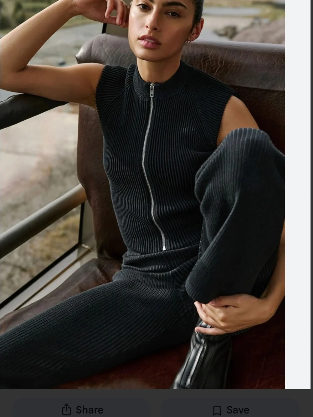 ALO Yoga denim knit sleeveless Top in Black